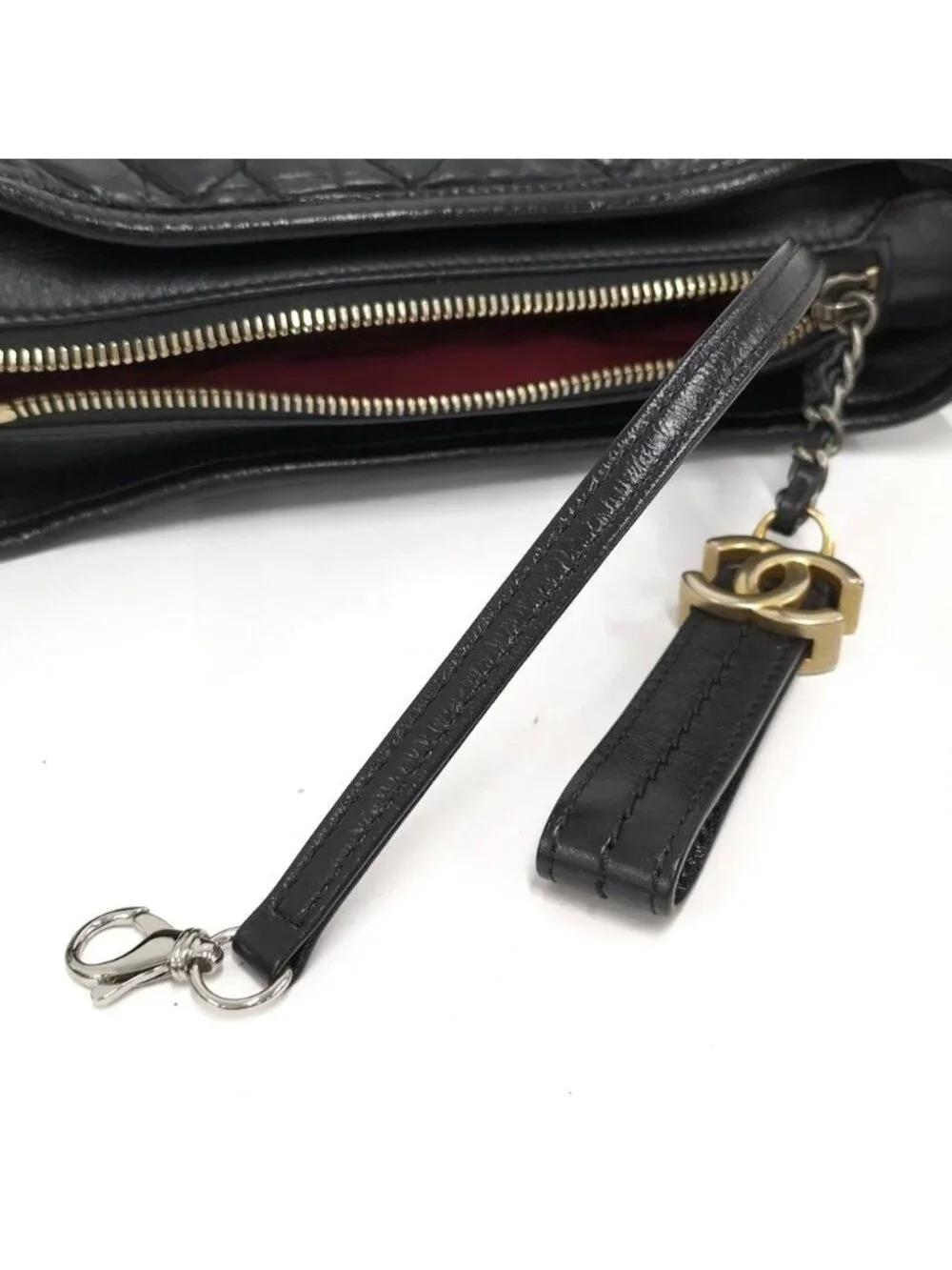 Chanel Gabriel Chain Shoulder Bag Leather Black